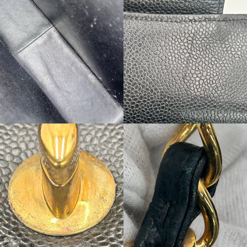 【開店SALE】 CHANEL シャネル ショルダーバッグ マドモアゼル ココマーク ダブルチェーン キャビアスキン ブラック 黒 ゴールド金具 レディース【中古品】