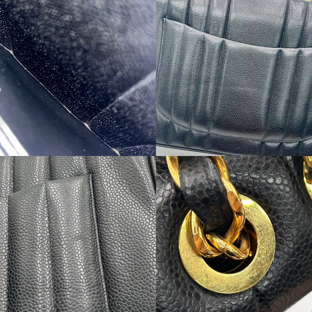 【開店SALE】 CHANEL シャネル ショルダーバッグ マドモアゼル ココマーク ダブルチェーン キャビアスキン ブラック 黒 ゴールド金具 レディース【中古品】