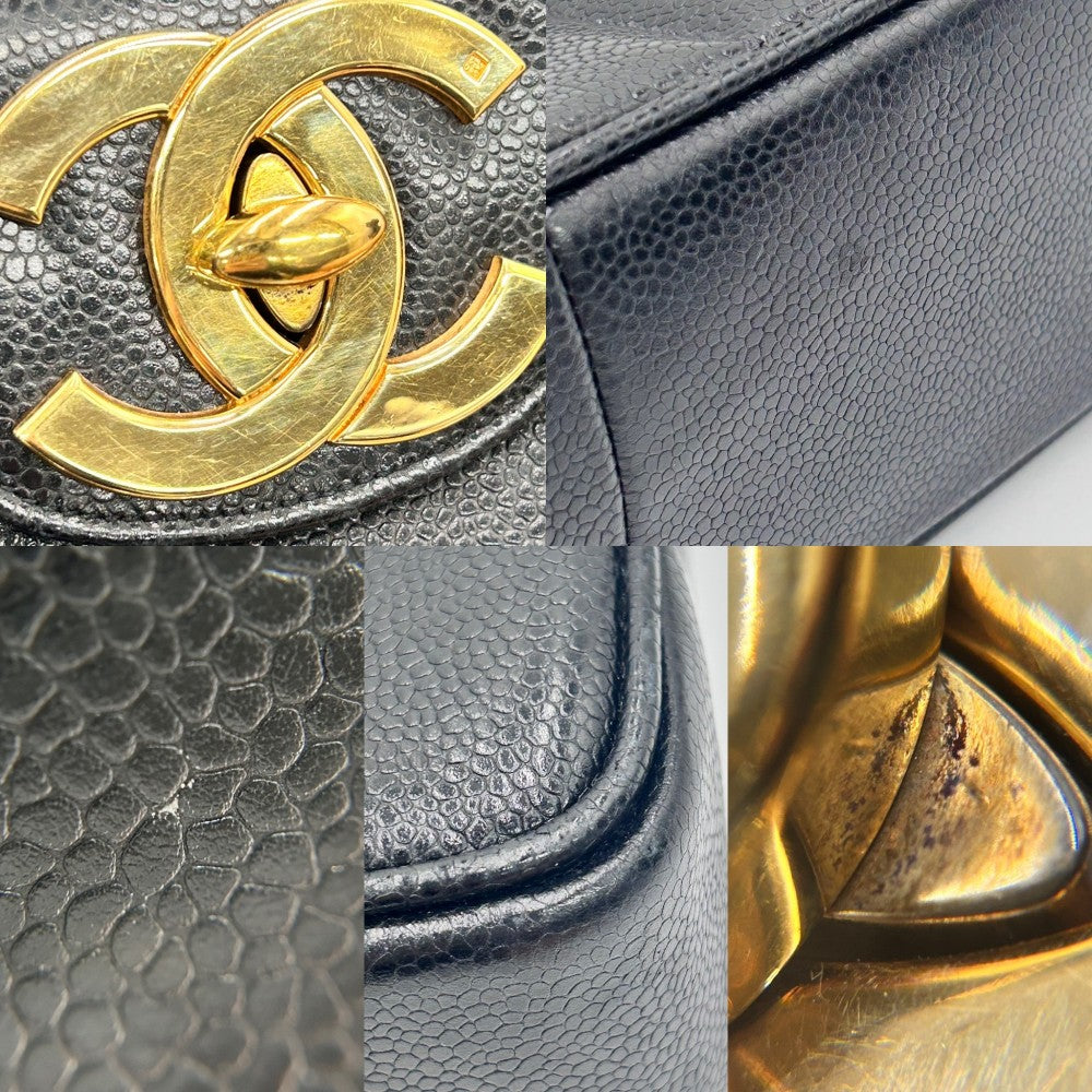 【開店SALE】 CHANEL シャネル ショルダーバッグ マドモアゼル ココマーク ダブルチェーン キャビアスキン ブラック 黒 ゴールド金具 レディース【中古品】