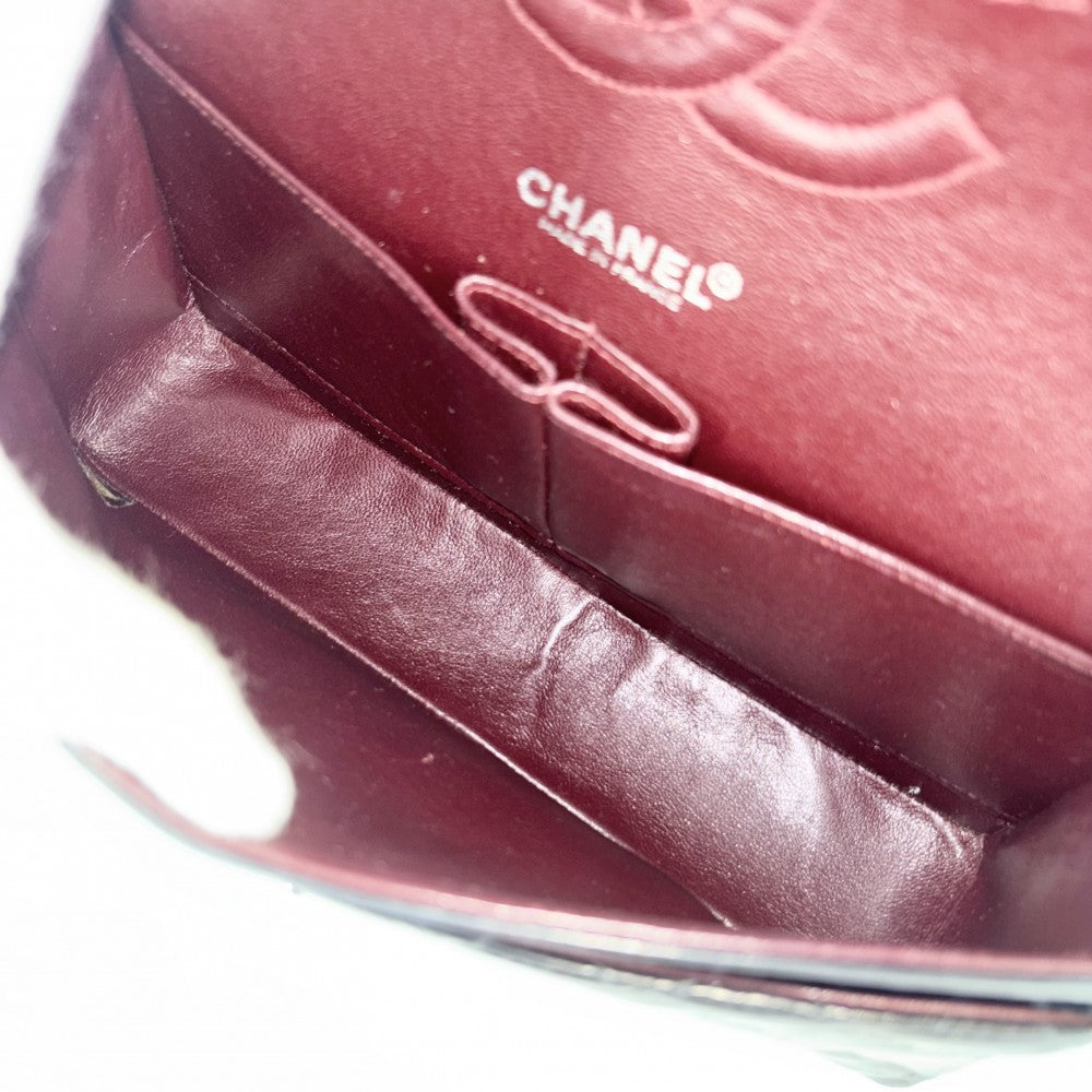 【開店SALE】 CHANEL シャネル ショルダーバッグ マトラッセ25 ココマーク ターンロック Matelasse ダブルフラップ ダブルチェーン ラムスキン ネイビー 紺 シルバー金具 レディース【中古品】