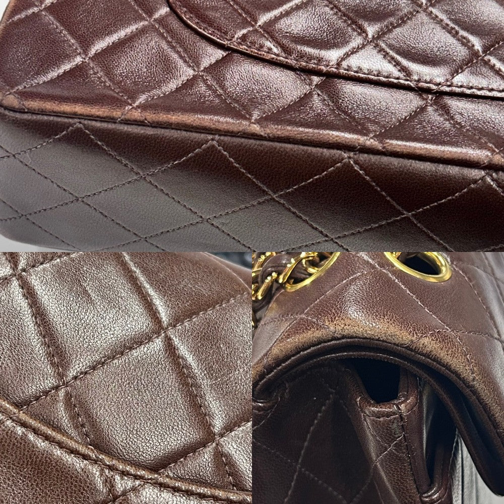CHANEL シャネル ショルダーバッグ マトラッセ25 ダブルチェーン ダブルフラップ ココマーク ターンロック かばん 鞄 ラムスキン ブラウン 茶 ゴールド金具 レディース【中古品】