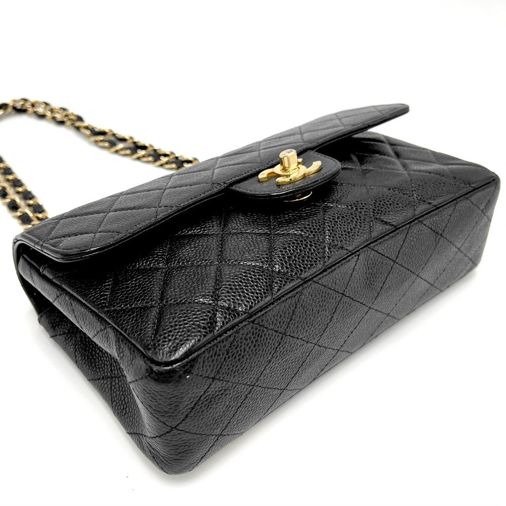 CHANEL シャネル ショルダーバッグ マトラッセ23 チェーンショルダー ダブルフラップ ダブルチェーン キャビアスキン ブラック 黒 ゴールド金具 レディース【中古品】