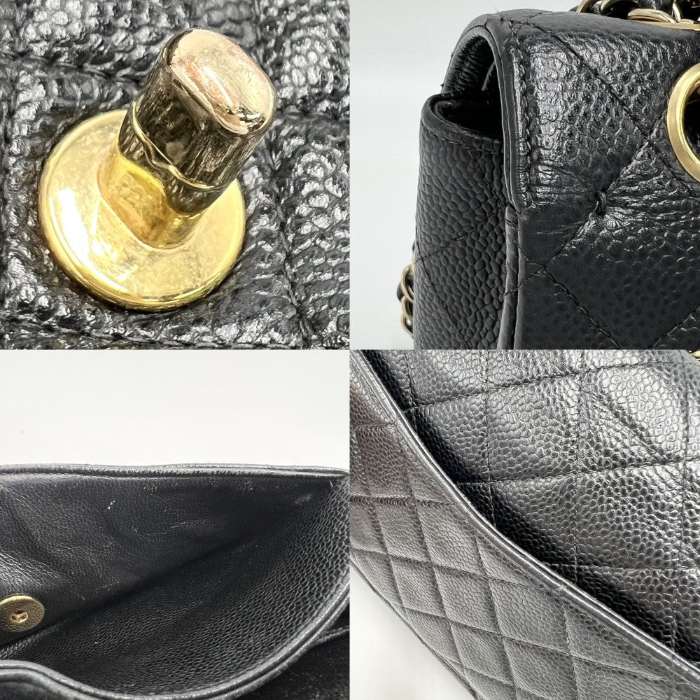 CHANEL シャネル ショルダーバッグ マトラッセ23 チェーンショルダー ダブルフラップ ダブルチェーン キャビアスキン ブラック 黒 ゴールド金具 レディース【中古品】