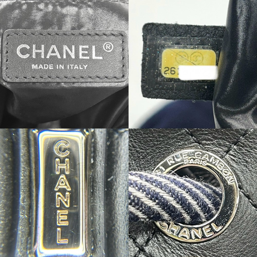 CHANEL シャネル ショルダーバッグ エンブロイダリー ドローストリングスリングバッグ キルティング ココマーク A57519 ウール レザー ネイビー 紺 シルバー金具 レディース【中古品】