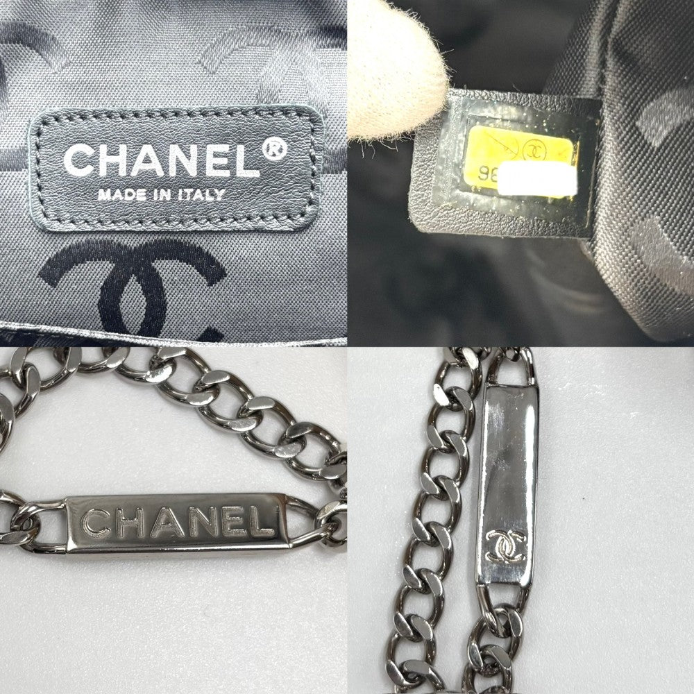 CHANEL シャネル ショルダーバッグ カンボンライン ラージポシェット ココマーク ココ レザー A25179 カーフ ベージュ ブラック 黒 シルバー金具 レディース【中古品】