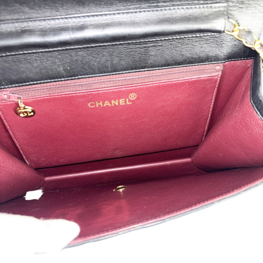 CHANEL シャネル ショルダーバッグ マトラッセ25 プッシュロック ココマーク チェーン A03570 ラムスキン ブラック 黒 ゴールド金具 レディース【中古品】