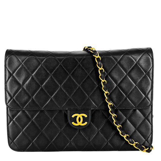 CHANEL シャネル ショルダーバッグ マトラッセ25 プッシュロック ココマーク チェーン A03570 ラムスキン ブラック 黒 ゴールド金具 レディース【中古品】