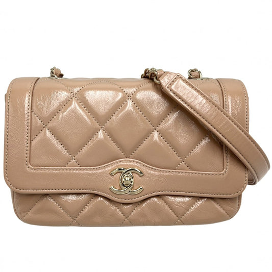CHANEL シャネル ショルダーバッグ マトラッセ チェーン ココマーク レザー ベージュ ゴールド金具 レディース【中古品】