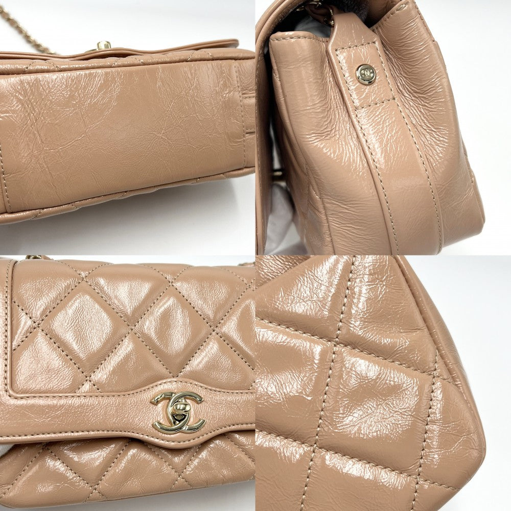 CHANEL シャネル ショルダーバッグ マトラッセ チェーン ココマーク レザー ベージュ ゴールド金具 レディース【中古品】