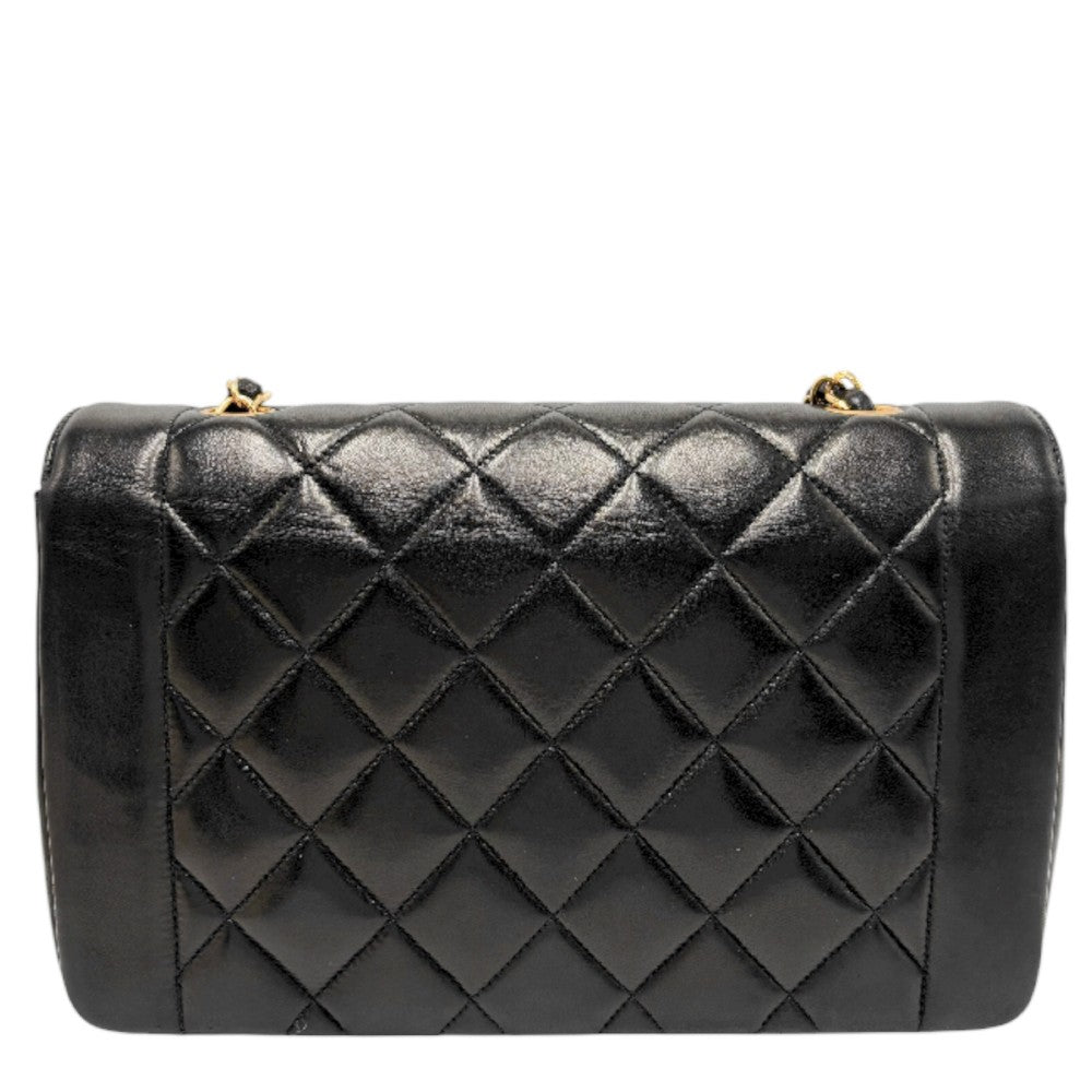 CHANEL シャネル ショルダーバッグ マトラッセ ダイアナ25 チェーン ココマーク ターンロック ラムスキン ブラック 黒 ゴールド金具 レディース【中古品】