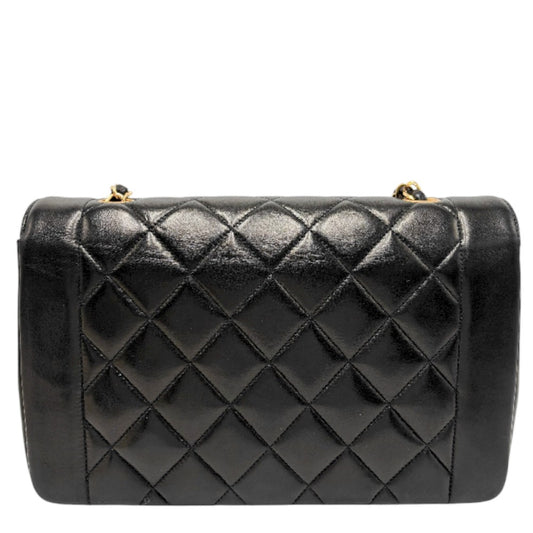 CHANEL シャネル ショルダーバッグ マトラッセ ダイアナ25 チェーン ココマーク ターンロック ラムスキン ブラック 黒 ゴールド金具 レディース【中古品】