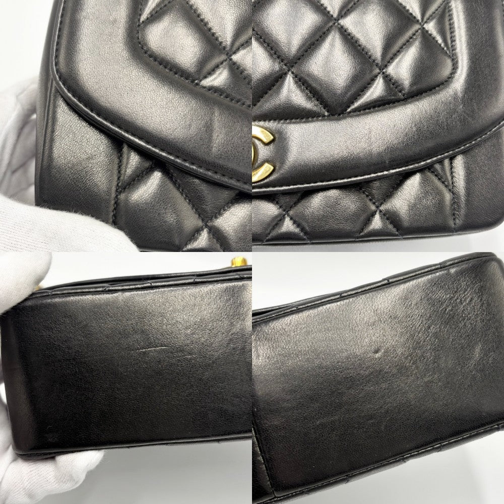CHANEL シャネル ショルダーバッグ マトラッセ ダイアナ25 チェーン ココマーク ターンロック ラムスキン ブラック 黒 ゴールド金具 レディース【中古品】