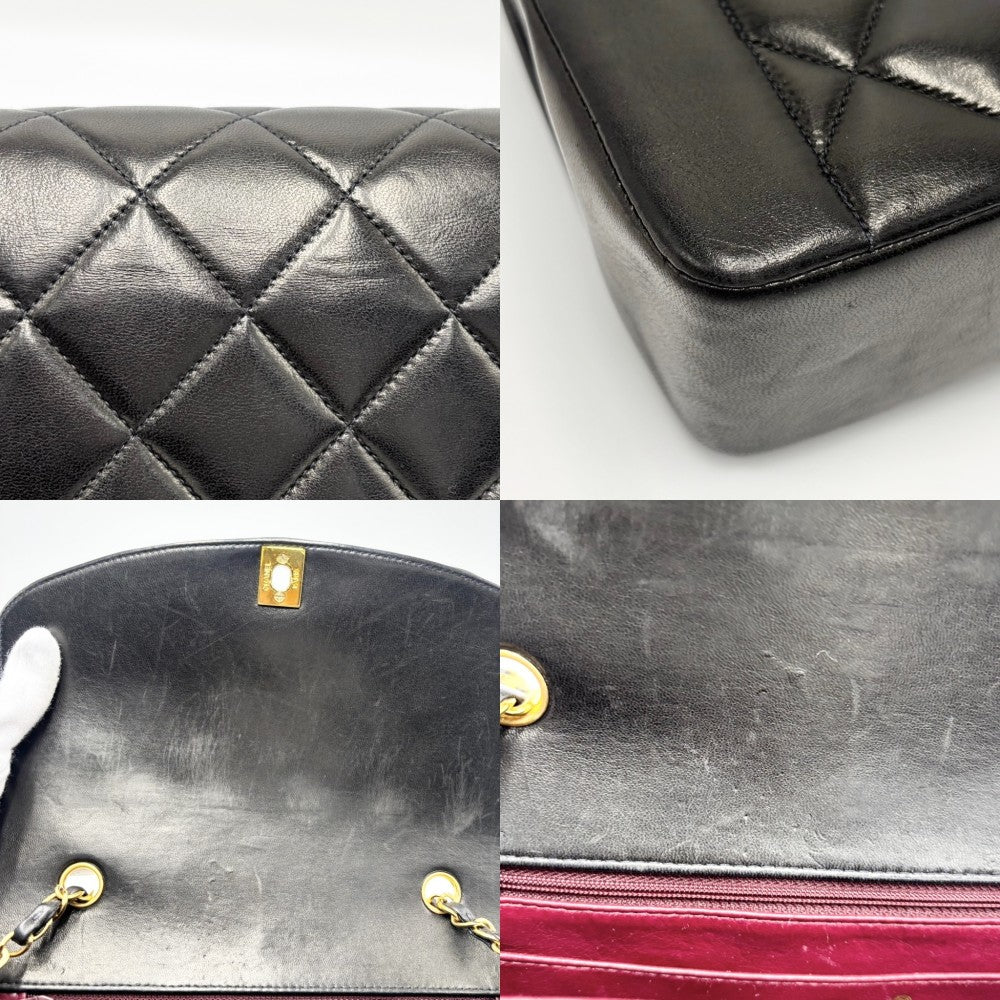 CHANEL シャネル ショルダーバッグ マトラッセ ダイアナ25 チェーン ココマーク ターンロック ラムスキン ブラック 黒 ゴールド金具 レディース【中古品】