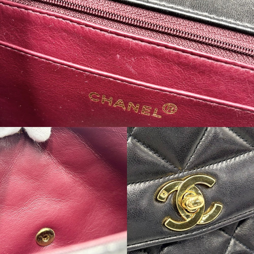 CHANEL シャネル ショルダーバッグ マトラッセ ダイアナ25 チェーン ココマーク ターンロック ラムスキン ブラック 黒 ゴールド金具 レディース【中古品】
