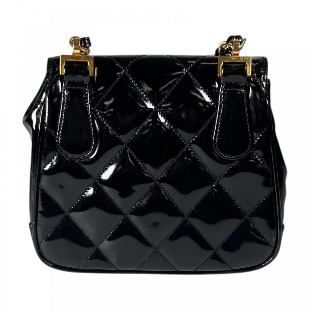 CHANEL シャネル ショルダーバッグ ﾏﾄﾗｯｾ エナメル ブラック 黒 ゴールド金具 レディース【中古品】