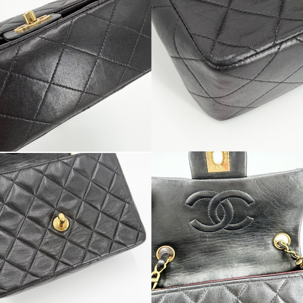 CHANEL シャネル ショルダーバッグ ミニマトラッセ チェーン ターンロック Mini Matelasse ヴィンテージ ココマーク ラムスキン ブラック 黒 ゴールド金具 レディース【中古品】
