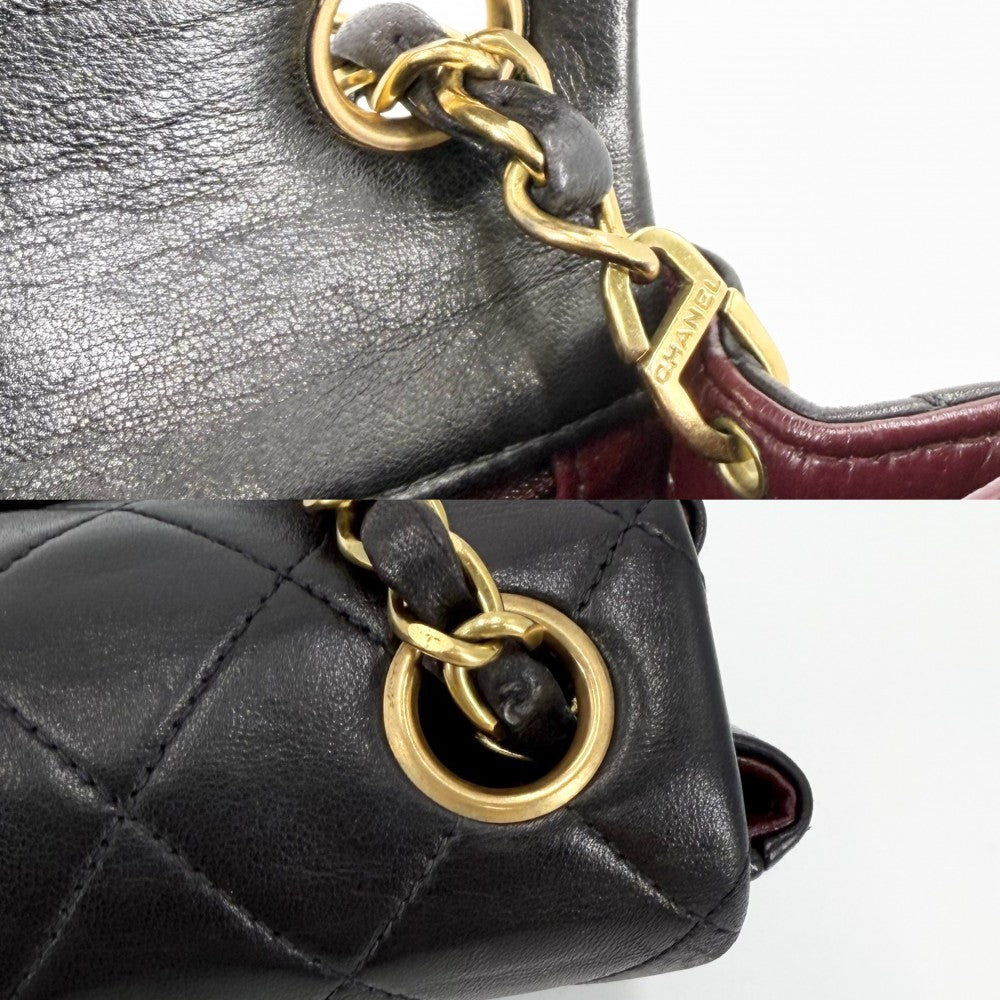 CHANEL シャネル ショルダーバッグ ミニマトラッセ チェーン ターンロック Mini Matelasse ヴィンテージ ココマーク ラムスキン ブラック 黒 ゴールド金具 レディース【中古品】