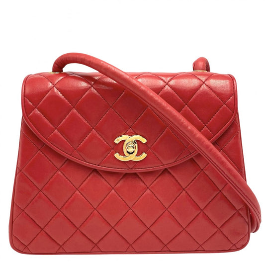 CHANEL シャネル ショルダーバッグ マトラッセ ココマーク ターンロック ラムスキン レッド 赤 ゴールド金具 レディース【中古品】