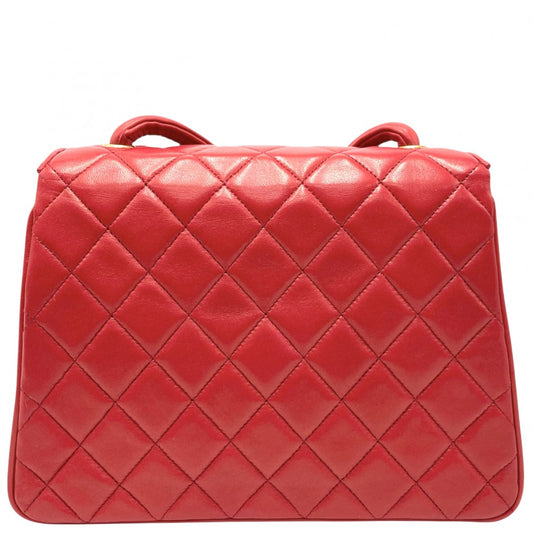 CHANEL シャネル ショルダーバッグ マトラッセ ココマーク ターンロック ラムスキン レッド 赤 ゴールド金具 レディース【中古品】