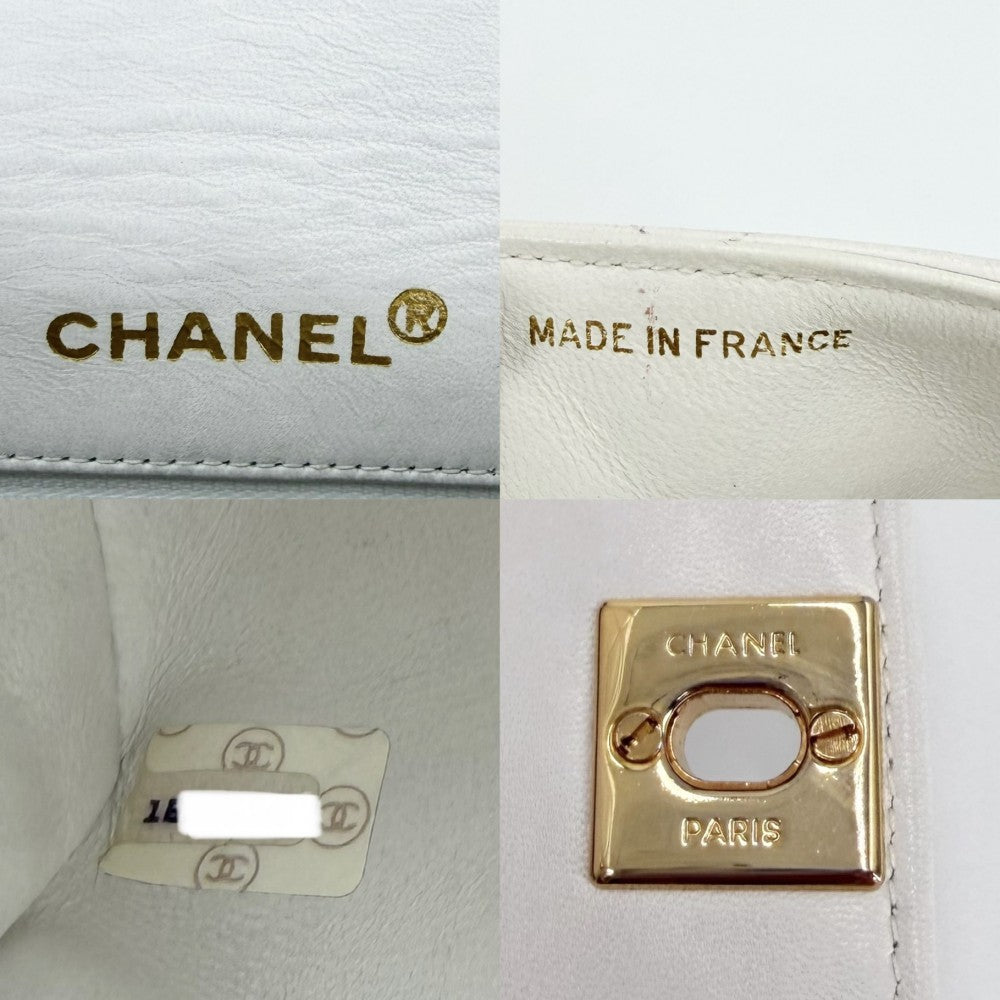 CHANEL シャネル ショルダーバッグ マトラッセ ダイアナ チェーン ココマーク ターンロック ラムスキン ホワイト 白 ゴールド金具 レディース【中古品】