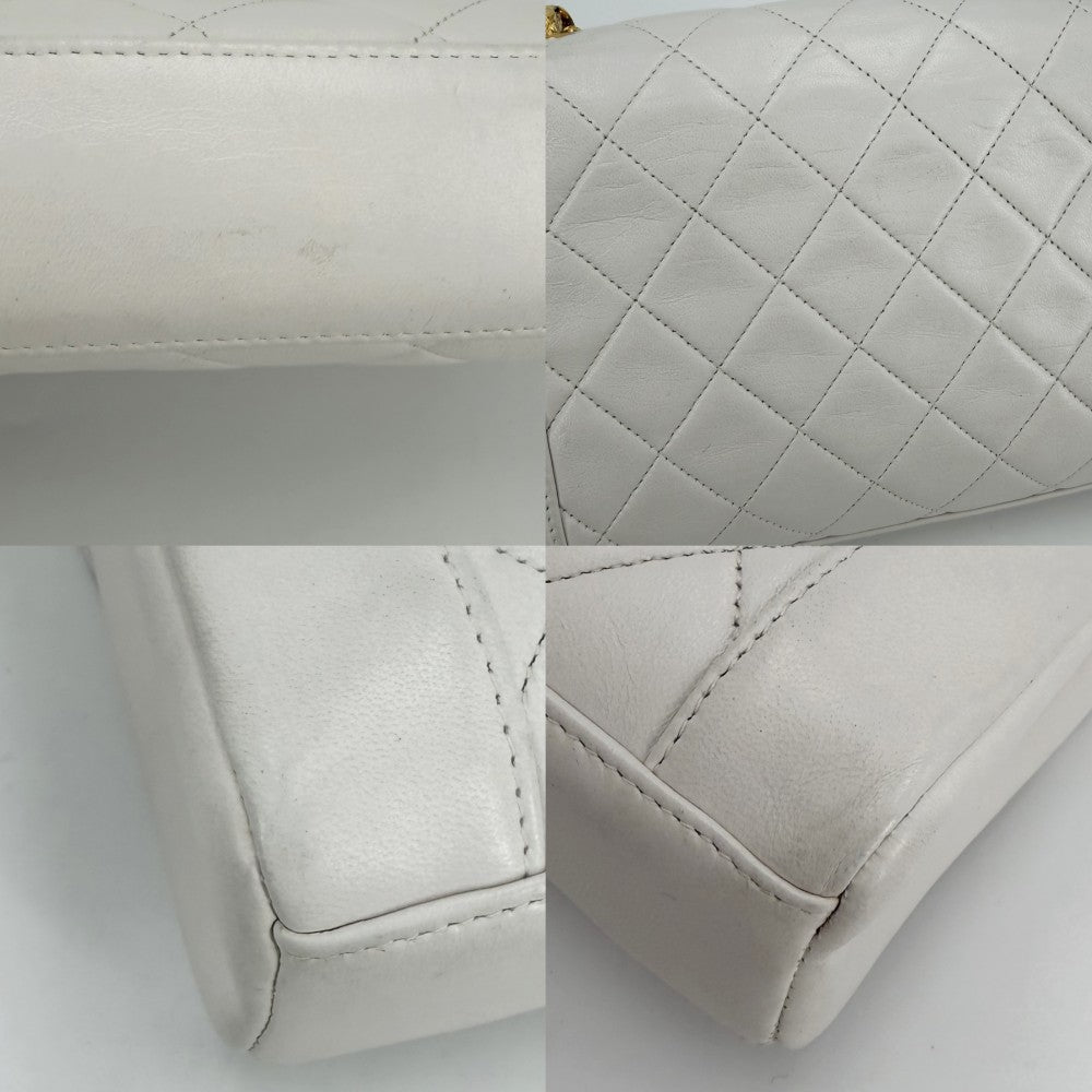 CHANEL シャネル ショルダーバッグ マトラッセ ダイアナ チェーン ココマーク ターンロック ラムスキン ホワイト 白 ゴールド金具 レディース【中古品】