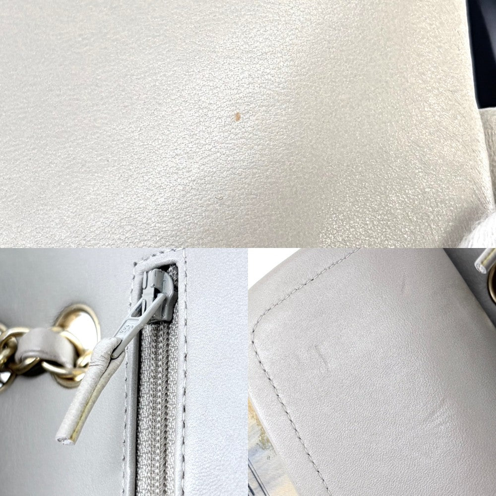 【開店SALE】 CHANEL シャネル ショルダーバッグ ニュースペーパー プリント ダブルチェーン ダブルフラップ ターンロック ハンドバッグ ココ 鞄 かばん レザー ベージュ マルチカラー シルバー金具 レディース【中古品】