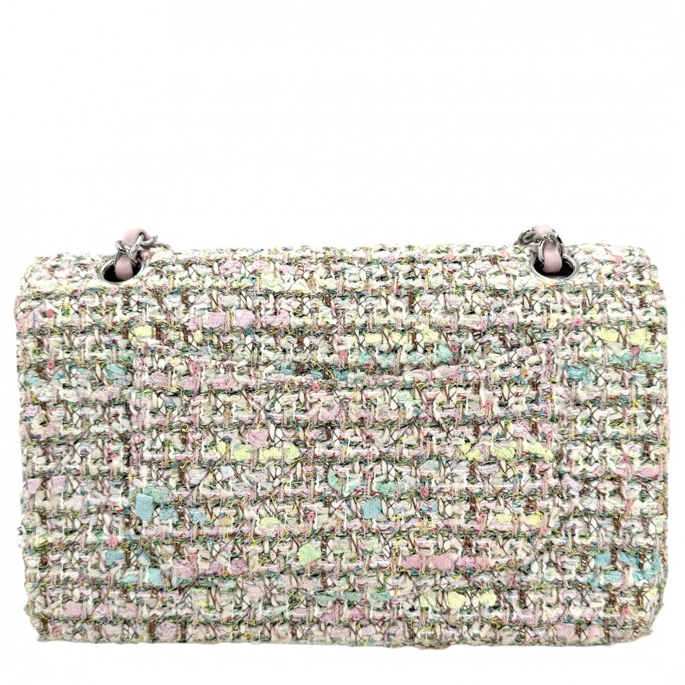 CHANEL シャネル ショルダーバッグ マトラッセ25 ダブルチェーン ダブルフラップ ラメ ツイード ピンク マルチカラー シルバー金具 レディース【中古品】