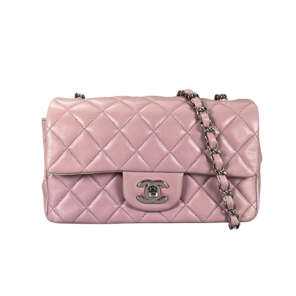 CHANEL シャネル ショルダーバッグ マトラッセ20 シングルフラップ チェーンショルダー 16番台 ココマーク ラムスキン パープル 紫
 シルバー金具 レディース【中古品】