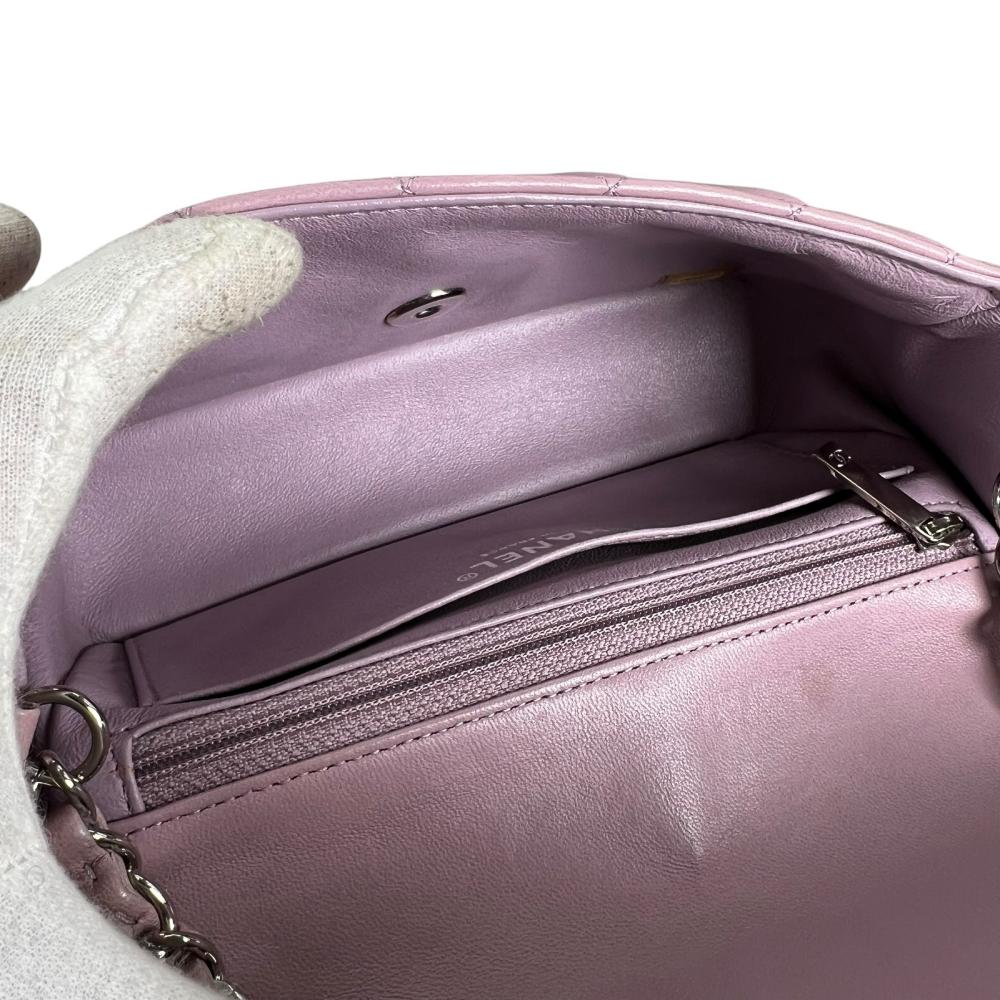 CHANEL シャネル ショルダーバッグ マトラッセ20 シングルフラップ チェーンショルダー 16番台 ココマーク ラムスキン パープル 紫
 シルバー金具 レディース【中古品】