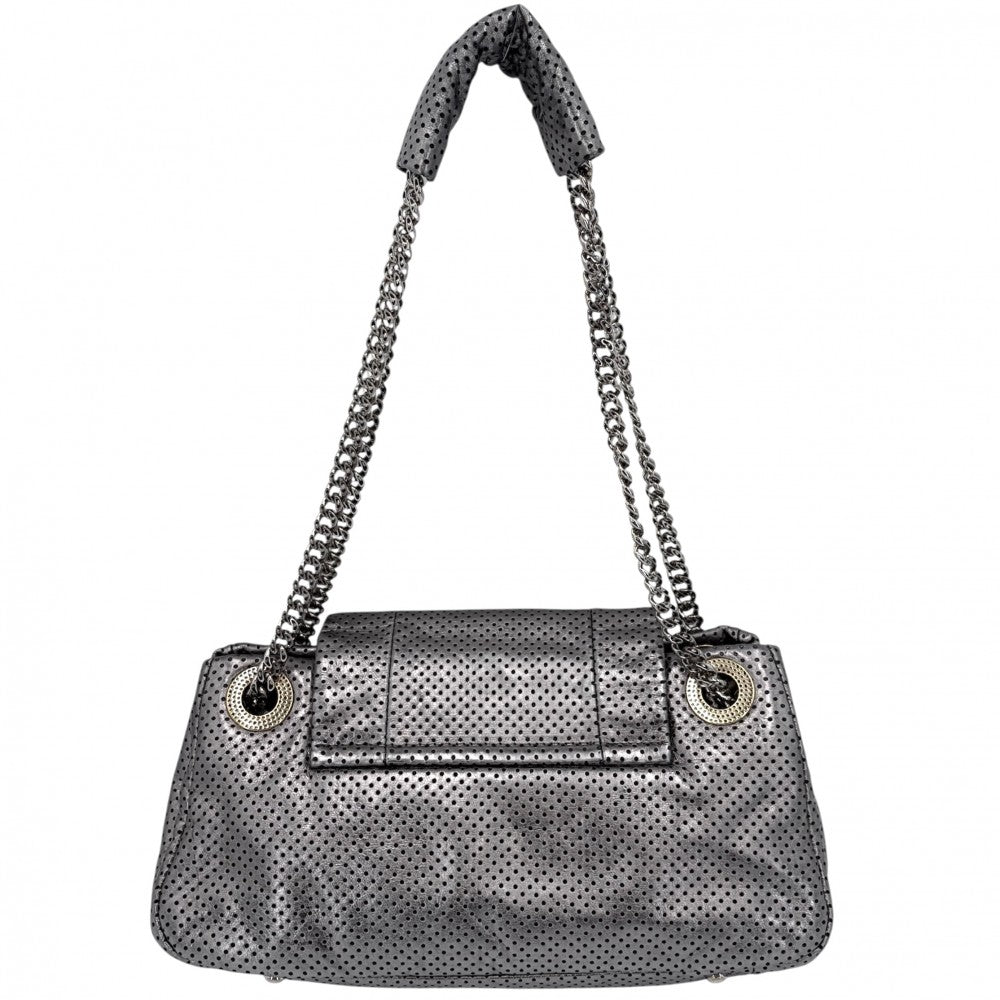 CHANEL シャネル ショルダーバッグ パンチング 2.55 ハンドバッグ ターンロック レザー シルバー シルバー×ゴールド金具 レディース【中古品】