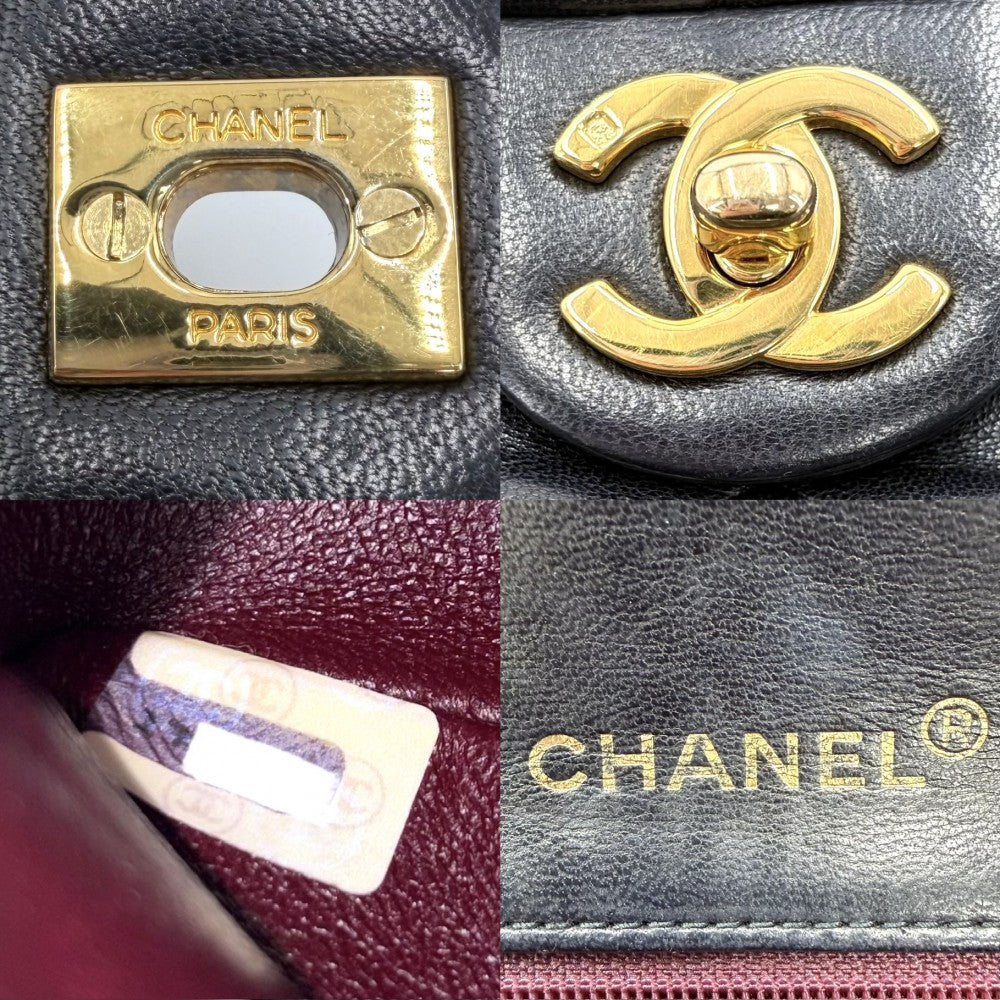 CHANEL シャネル ショルダーバッグ ミニマトラッセ チェーン ターンロック Mini Matelasse ヴィンテージ ココマーク ラムスキン ブラック 黒 ゴールド金具 レディース【中古品】