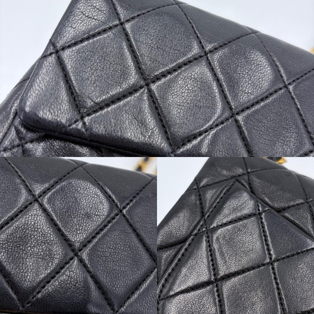 CHANEL シャネル ショルダーバッグ ミニマトラッセ チェーン ターンロック Mini Matelasse ヴィンテージ ココマーク ラムスキン ブラック 黒 ゴールド金具 レディース【中古品】
