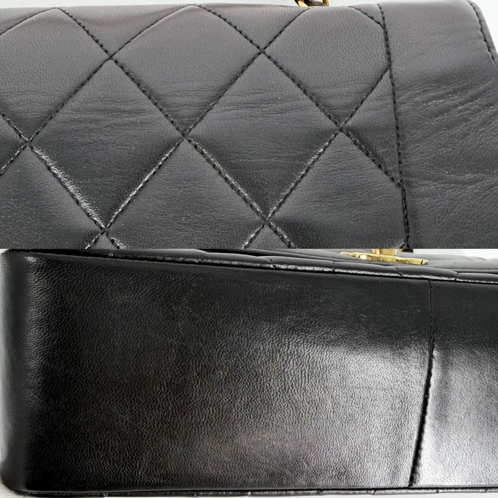 CHANEL シャネル ショルダーバッグ マトラッセ ダイアナ25 チェーン ココマーク ターンロック ラムスキン ブラック 黒 ゴールド金具 レディース【中古品】