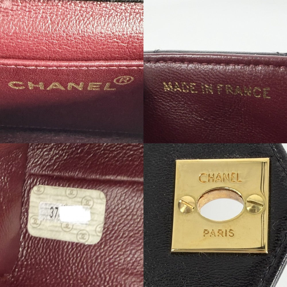 CHANEL シャネル ショルダーバッグ ミニマトラッセ 4連チェーン ターンロック Mini Matelasse ヴィンテージ ココマーク ラムスキン ブラック 黒 ゴールド金具 レディース【中古品】