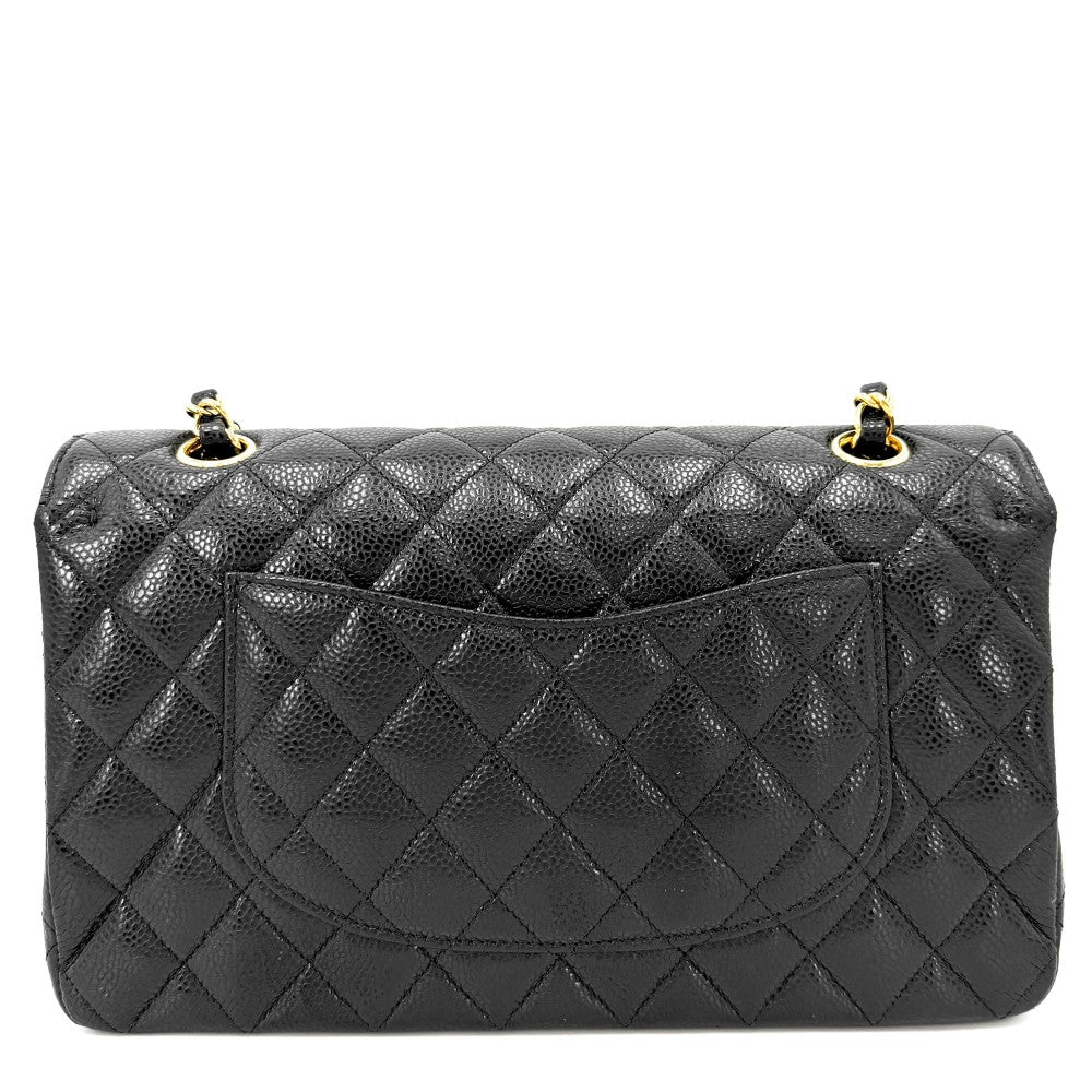 CHANEL シャネル ショルダーバッグ マトラッセ25 ダブルフラップ ダブルチェーン チェーンショルダー ココマーク ターンロック キャビアスキン ブラック 黒 ゴールド金具 レディース【中古品】