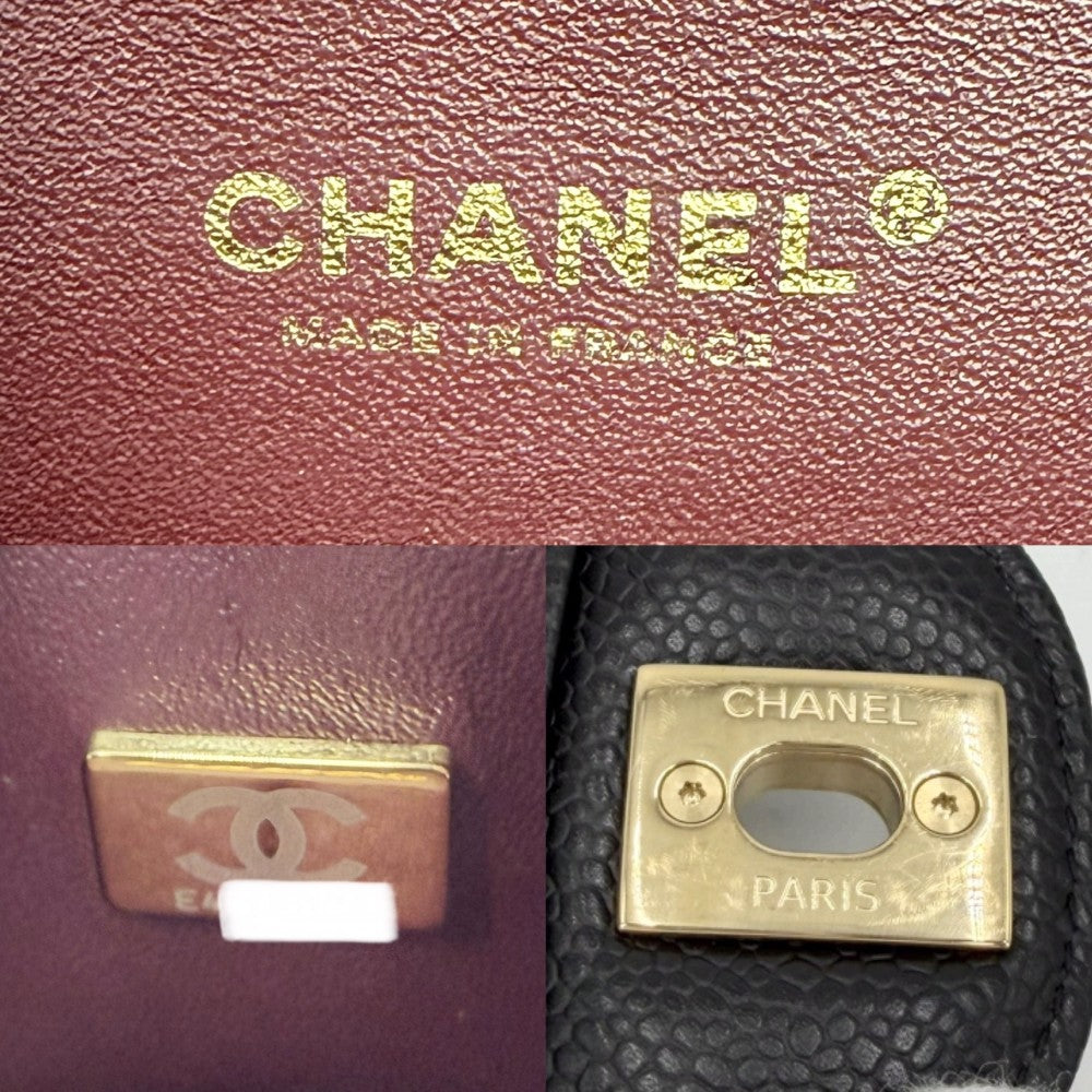 CHANEL シャネル ショルダーバッグ マトラッセ25 ダブルフラップ ダブルチェーン チェーンショルダー ココマーク ターンロック キャビアスキン ブラック 黒 ゴールド金具 レディース【中古品】