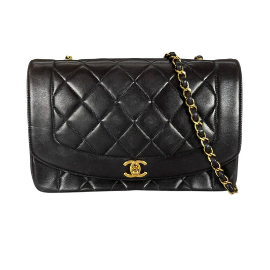 CHANEL シャネル ショルダーバッグ ダイアナ25 ゴールド金具 チェーンショルダー 3番台 ココマーク ラムスキン ブラック 黒 ゴールド金具 レディース【中古品】