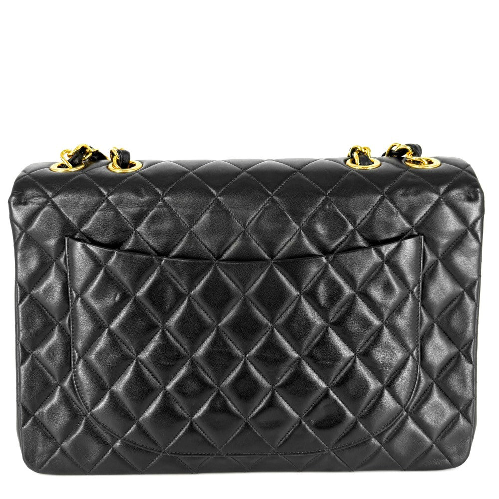 CHANEL シャネル ショルダーバッグ デカマトラッセ34 ココマーク ダブルチェーン ターンロック ラムスキン ブラック 黒 ゴールド金具 レディース【中古品】