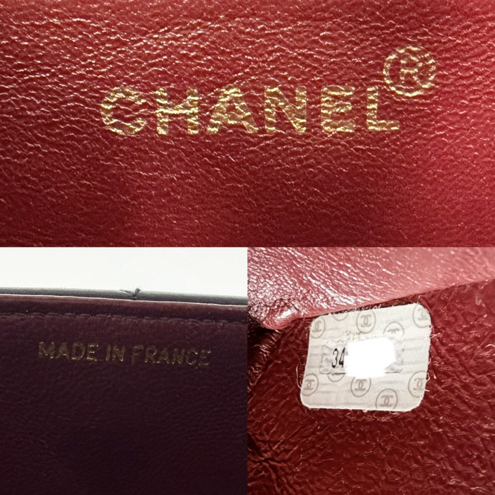 CHANEL シャネル ショルダーバッグ デカマトラッセ34 ココマーク ダブルチェーン ターンロック ラムスキン ブラック 黒 ゴールド金具 レディース【中古品】