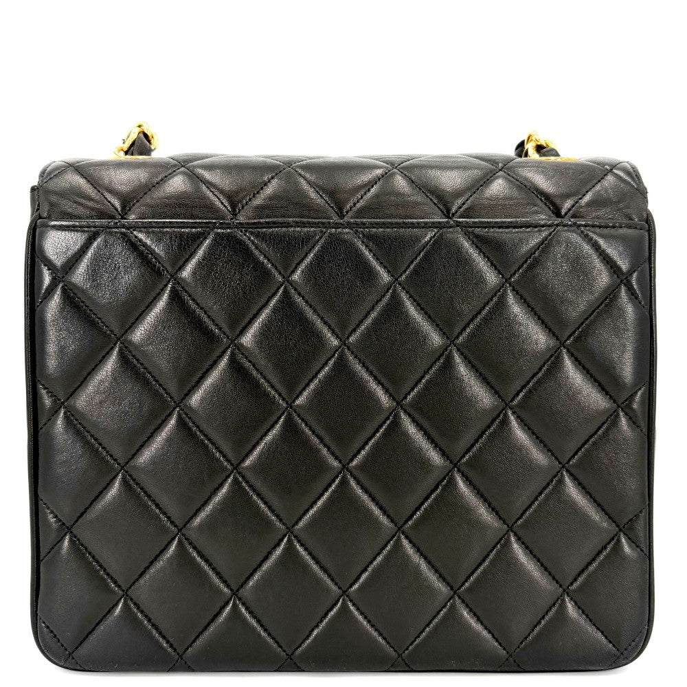 CHANEL シャネル ショルダーバッグ マトラッセ ココマーク チェーン スクエア ラムスキン ブラック 黒 ゴールド金具 レディース【中古品】