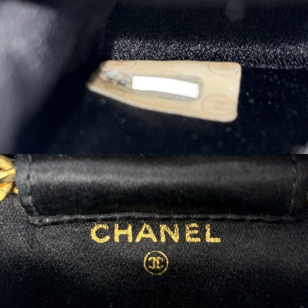 CHANEL シャネル ショルダーバッグ ミニチェーンショルダーバッグ ミニミニマトラッセ ポシェット コインケース マイクロ サテン ブラック 黒 マットゴールド金具 レディース【中古品】