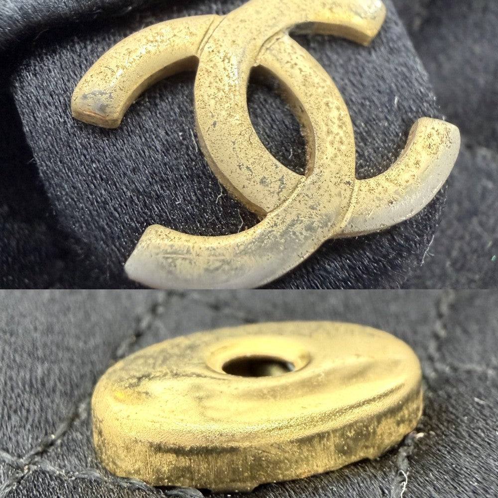 CHANEL シャネル ショルダーバッグ ミニチェーンショルダーバッグ ミニミニマトラッセ ポシェット コインケース マイクロ サテン ブラック 黒 マットゴールド金具 レディース【中古品】