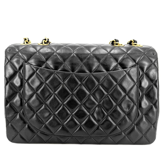 CHANEL シャネル ショルダーバッグ デカマトラッセ34 ココマーク ダブルチェーン ターンロック ラムスキン ブラック 黒 ゴールド金具 レディース【中古品】