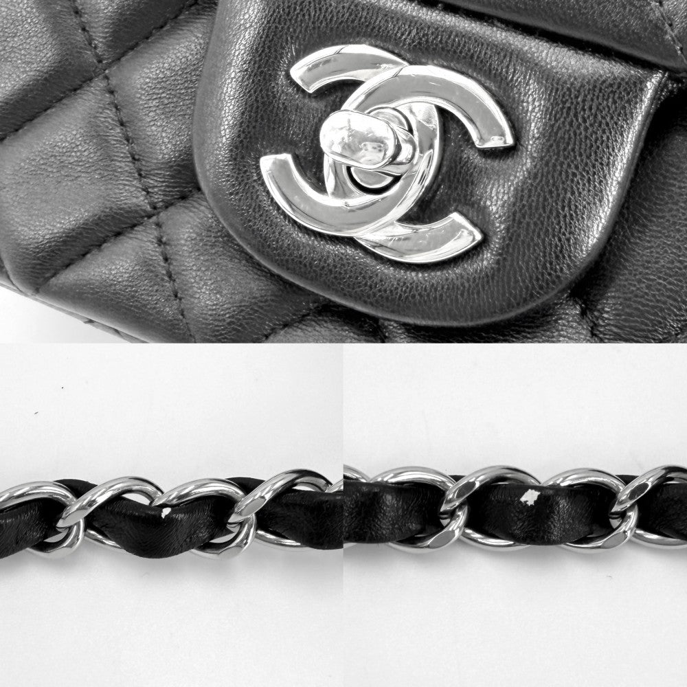 CHANEL シャネル ショルダーバッグ ミニマトラッセ チェーン ターンロック Mini Matelasse ココマーク ラムスキン ブラック 黒 シルバー金具 レディース【中古品】