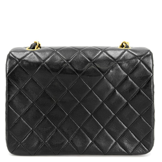 CHANEL シャネル ショルダーバッグ ミニマトラッセ チェーン ターンロック Mini Matelasse ヴィンテージ ココマーク ラムスキン ブラック 黒 ゴールド金具 レディース【中古品】