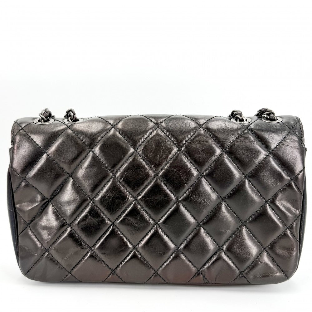CHANEL シャネル ショルダーバッグ マトラッセ ココマーク ダブルチェーン レザー ブラウン系 マットシルバー金具 レディース【中古品】