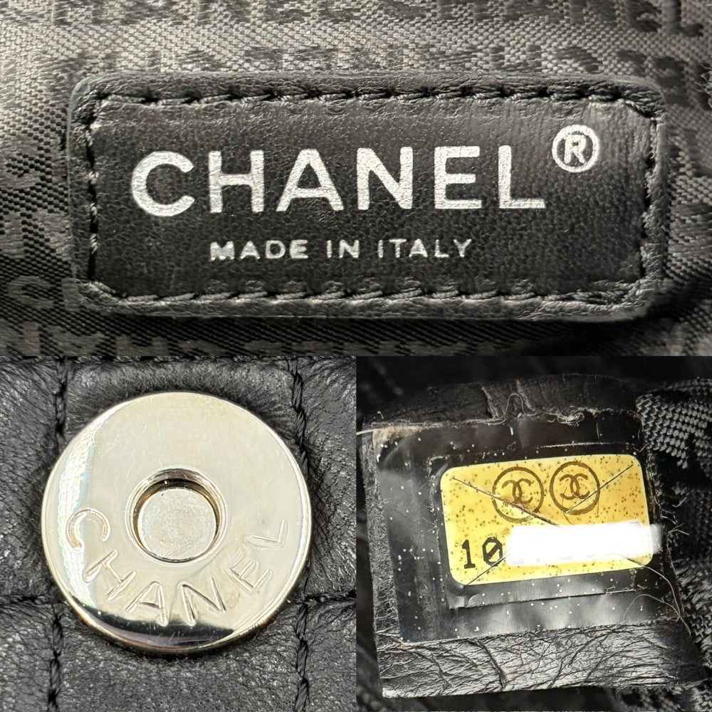 CHANEL シャネル ショルダーバッグ アイコン チョコバー ミニチェーンバッグ ココマーク カメリア ラムスキン ブラック 黒 シルバー金具 レディース【中古品】