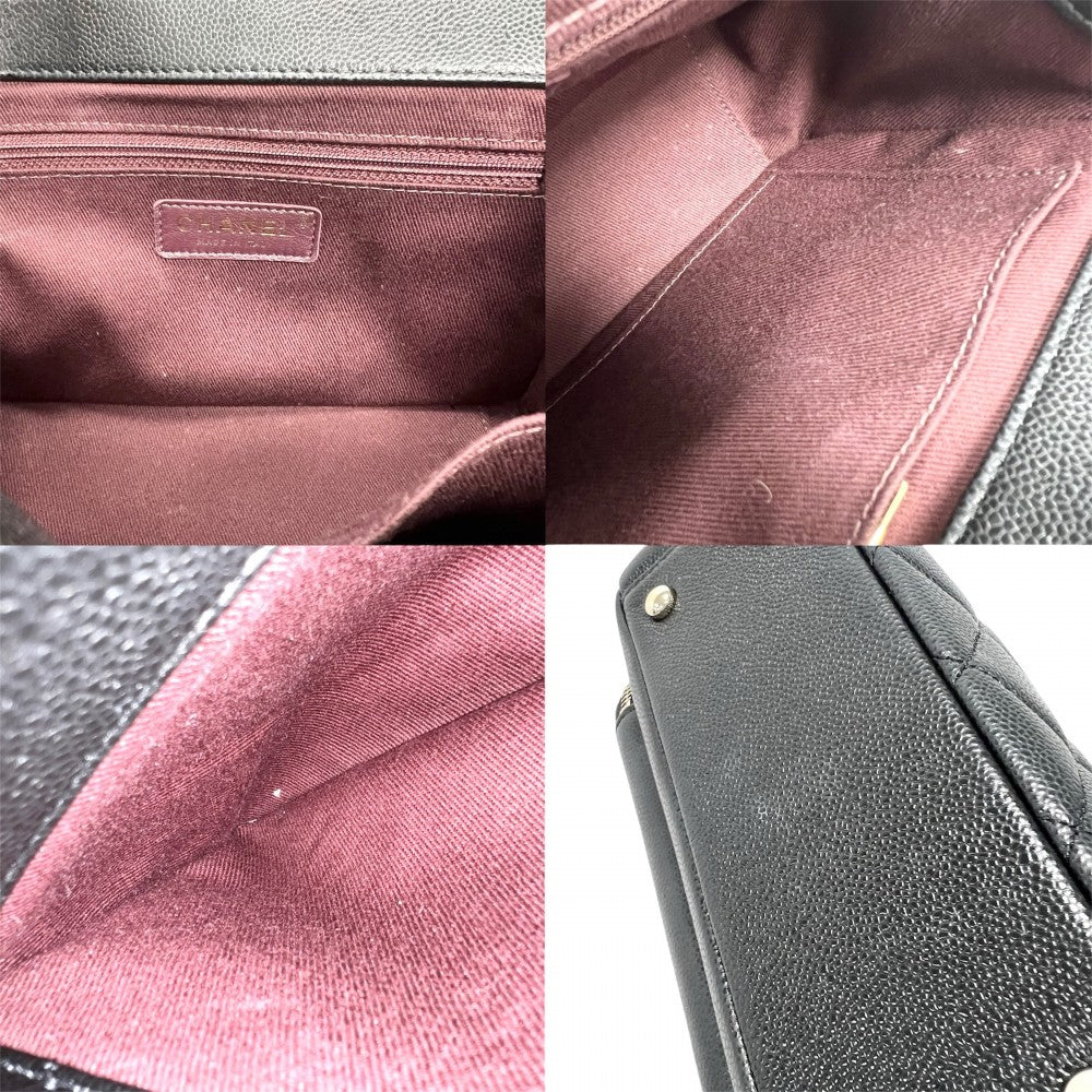CHANEL シャネル 2WAY マトラッセ ココマーク ハンドバッグ チェーンショルダーバッグ ビジネスアフィニティ キャビアスキン ブラック 黒 ゴールド金具 レディース【中古品】