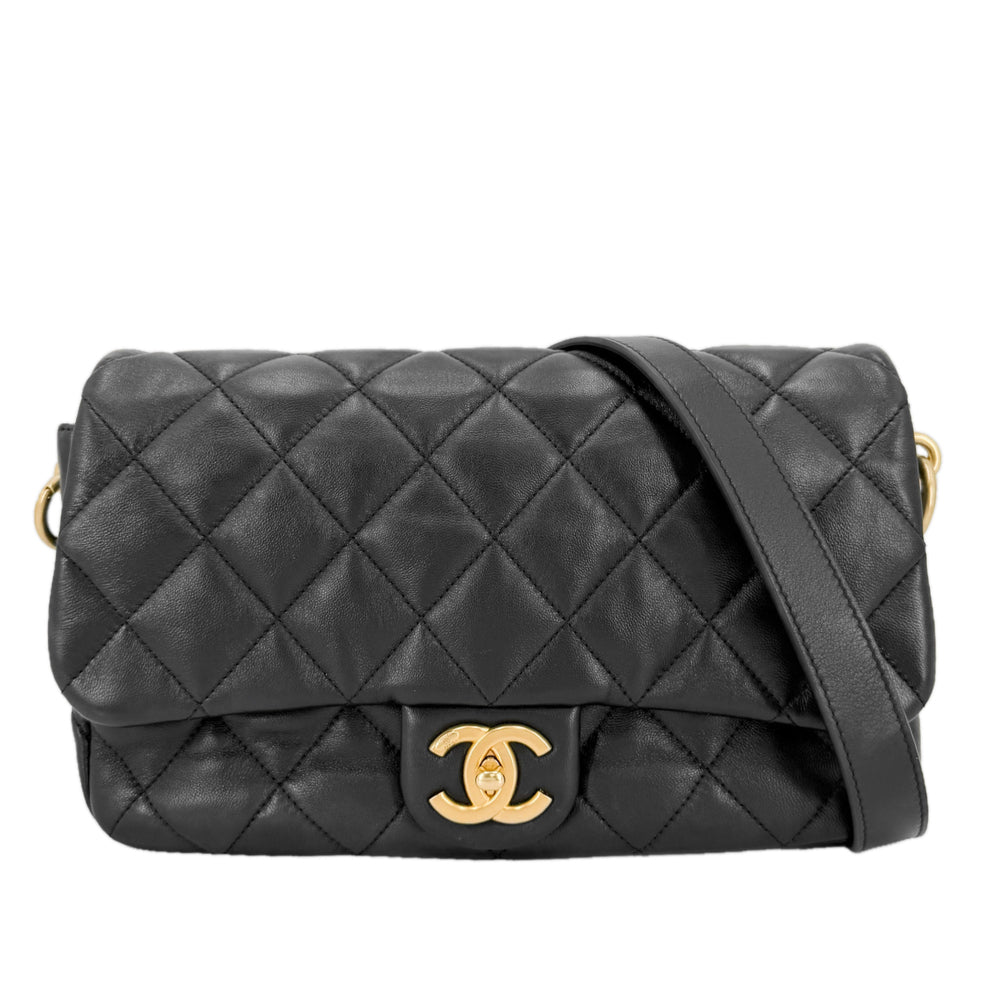 CHANEL シャネル ショルダーバッグ マトラッセ ココマーク ショルダーバッグ ラムスキン ブラック 黒 ゴールド金具 レディース【中古品】