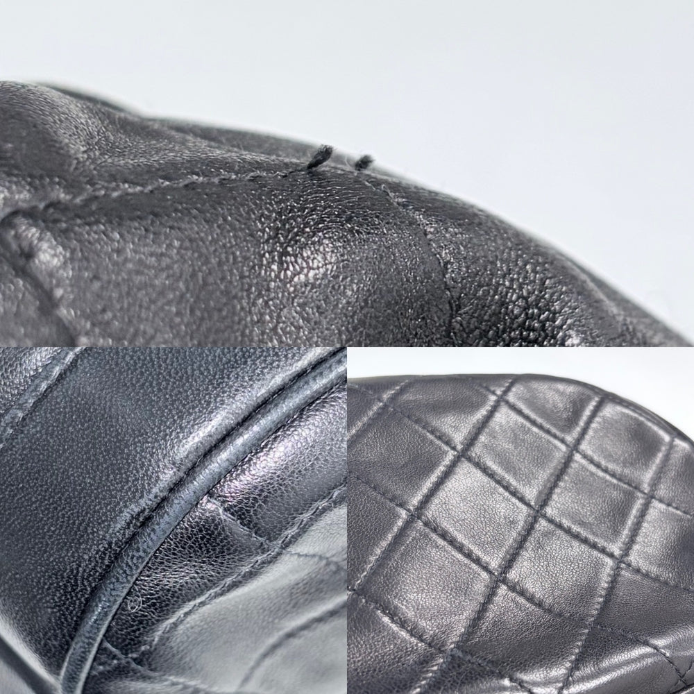 CHANEL シャネル ショルダーバッグ マトラッセ 巾着 ミニバッグ チェーンショルダー ポシェット ココマーク フリンジ ラムスキン ブラック 黒 ゴールド金具 レディース【中古品】